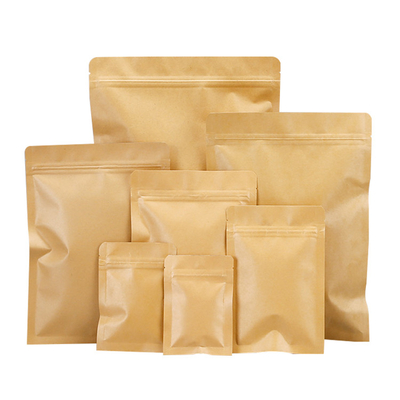 Buy Waterproof Kraft Paper Flat Zipper Pouches Customized Aluminium Foil Lined online manufacture