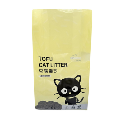 Buy Custom 6 L Yellow Vacuumable Strong Heavy Duty Recyclable Plastic Cat Litter Packaging Bags with Side Gusset and Window online manufacture
