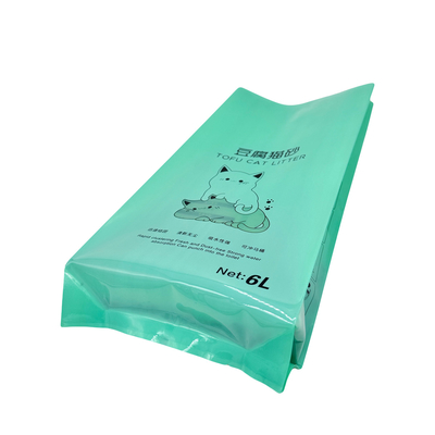 Buy Custom 6L Green Back Sealed Side Gusset Recyclable Plastic Vacuum Sealed Cat Litter Packaging Bags with Clear Window online manufacture