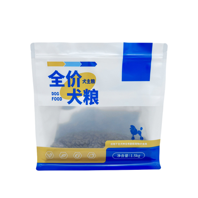 Buy 1.5kg Custom One Side Matte Clear One Side Aluminium Foil Lined Pet Dog Food Trial Bags with Flat Bottom Reclosed Zipper online manufacture