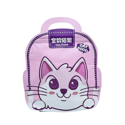 Buy Cute Pink School Bag Shape Flat Bottom Dog Food Storage Bag Cat Treat Packaging With Zipper Handle online manufacture