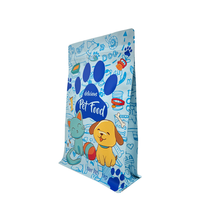 Buy 1.0kg Custom Blue Matte Pet Dog Product Food Packaging Bags Stand Up Flat Bottom Side Gusset Pouches with Ziplock online manufacture