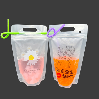 Buy 17 Oz Reclosable Zipper Smoothie Juice Stand Up Drink Pouches With Hanging Holes Straws And Funnel online manufacture