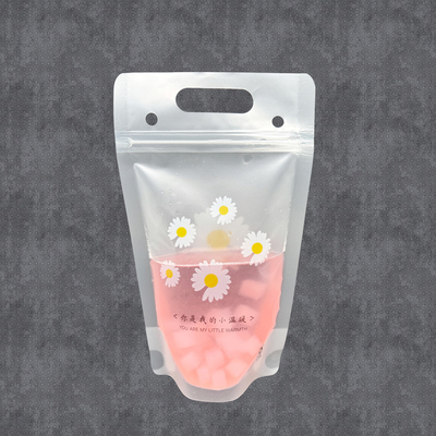 Buy Daisy Flower Design Stand Up Juice Pouches Zipper Smoothie Bags For Adults Hot And Cold Drinks Liquor With Straws online manufacture