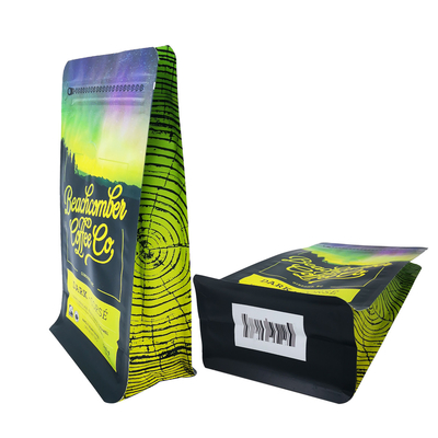 Buy 340 grams 12oz Matte Flat Bottom Side Gusset Coffee Bags with Valve and Front Zipper online manufacture