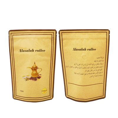 Buy Custom Deisgn 250g Foil Coated Kraft Paper Stand Up Coffee Pouches With Valve For Coffee Bean / Powder online manufacture
