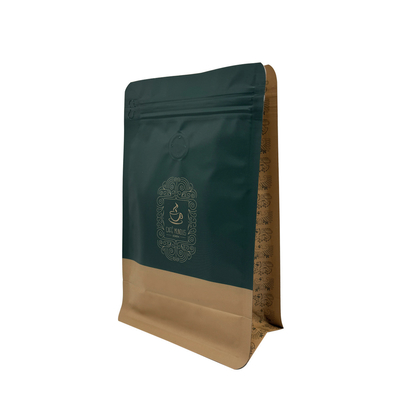 Buy Custom Printed 250 G AL Foil Lined Flat Bottom Coffee Bawith Front Zipper And 1 Way Valve For Coffee Beans Coffee Powder online manufacture