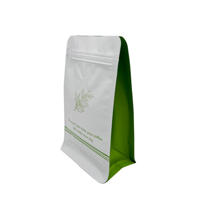 Buy 250g Flat Box Square Bottom Coffee Bag With Valve And Rip Zip Luxury Matte White Aluminium Foil Coated online manufacture
