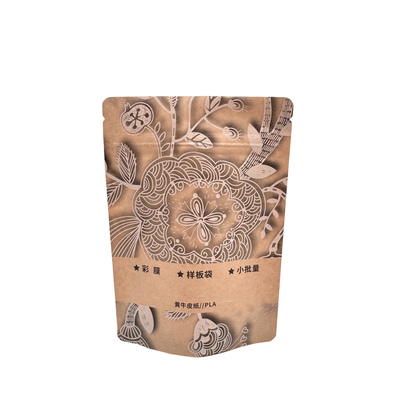 Buy Zipper Top Kraft Custom Compostable Packaging Heat Seal Bags Stand Up Biodegradable Pouches For Packing Dry Food Snacks online manufacture