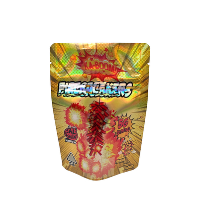 Buy Custom Shinny Holographic Bags Packaging 3.5 Grams  Stand Up Pouch With Child Proof Zipper online manufacture
