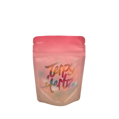 Buy Gradient Color Plastic Resealable Holographic Bags Child Resistant For Candy Gummies Herbs Packaging online manufacture