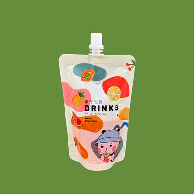 Buy 8 Ounce One Side Clear Stand Up Custom Printed Spout Pouches Bag for Kids Drinks, Milk, Fruit Juice, Coffee, Beverages online manufacture