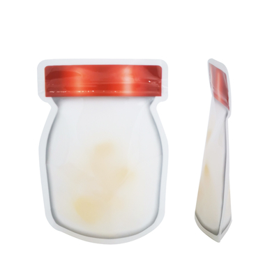 Buy Custom Ziplock Bags Resealable Mason Jars Shape Stand Up Reusable Packaging Bags with Window for Storage Food, Snacks online manufacture