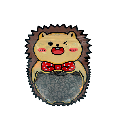 Buy Custom Small Cute Hedgehog Animal Shape Die-cutting Plastic Standup Zipper Pouches with Clear Window for Food Packaging online manufacture