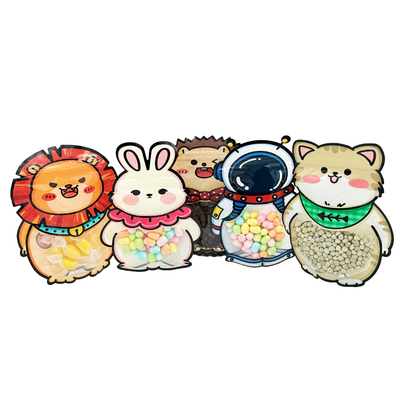 Buy Custom Design Animal Shape Stand Up Pouches with Zipper Clear Window for Kid Snack, Dry Food, Candy, Cookies Packaging online manufacture
