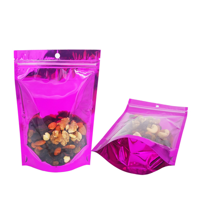Buy 4X6 Inch Front Side Clear Window Back Foil Purple Color Stand Up Mylar Bag Pouches with Ziplock for Food Packaging online manufacture