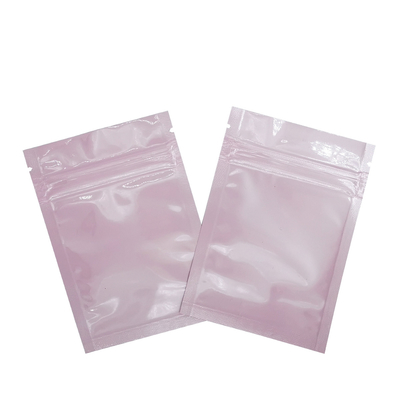 Buy Custom Printed Smell Proof Light-proof Pink Flat Resealable Mylar Bags Foil Pouch with Zipper for Food, Facial Mask online manufacture