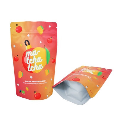 Buy Rainbow Design Elegant Matte Foil Liner Plastic Stand Up Pouches Custom With Zip Lock For Matcha Mango Powder online manufacture