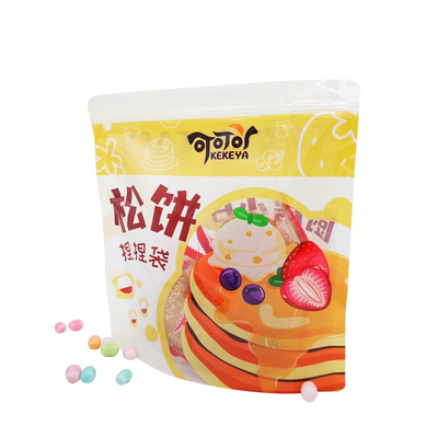 Buy Wide Recyclable Custom Stand Up Pouches Plastic Food Packaging With Ziplock Clear Window For Pancakes Cookies Storage online manufacture