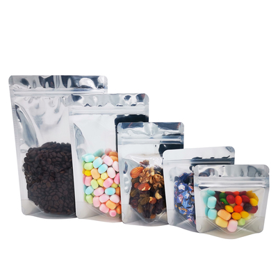 Buy 1.0g 3.5g 7.0g 14g 28g 13mil One Side Clear Black Back Stand Up Resealable Foil Mylar Bags for Food Storage Packaging online manufacture