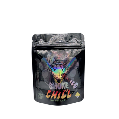 Buy Glossy Black Reusable Foil Lined Ziplock Holographic Packaging Bags For Flower Weed online manufacture