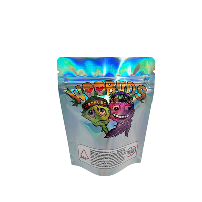 Buy Custom Digital Printed Resealable Holographic Stand Up Pouch With Aluminum Foil Coated For Flower, Weed Food Packaging online manufacture