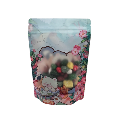 Buy Matte OPP Stand Up Zipper Bags With Bear Head Shape Clear Window For Food Packing online manufacture