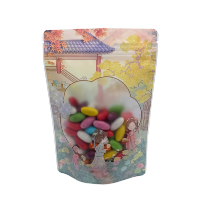 Buy Classical Pattern Plastic Customized Printed Stand Up Pouches With Window And Zip Lock For Food Packing online manufacture
