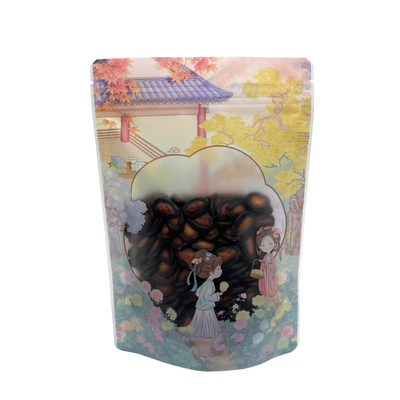 Buy Classical Style Matte Plastic Custom Printed Stand Up Pouches with Clear Window and Zipper for Candy online manufacture