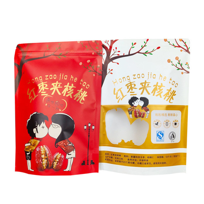 Buy Customized Printing White Kraft Stand Up Bags With Ziplock And Custom Window For Dry Food Nuts Peanuts Packaging online manufacture