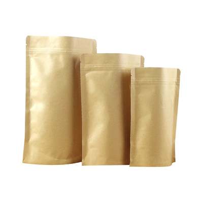 Buy Aluminium Foil Laminated Brown Kraft Stand Up Pouch with Zipper online manufacture
