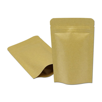Buy Custom Light Proof Aluminium Foil Laminated Brown Kraft Paper Stand Up Pouches for Tea Leaves Coffee Bean Food Packaging online manufacture