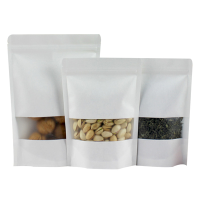 Buy Biodegradable PLA White Paper Stand Up Pouches Resealable Zipper Bags  16 oz online manufacture