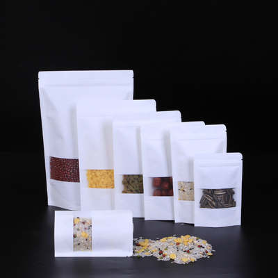 Buy Matte White Stand Up Pouch With Window Zipper Resealable  Various sizes online manufacture