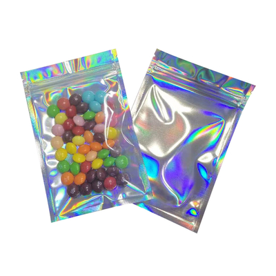Buy 6x9 Inch Smell Proof Flat Resealable Foil Holographic Mylar Zipper Bags for Party Favor Food Storage Food Packaging online manufacture