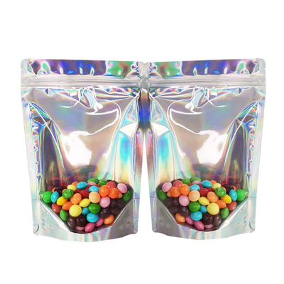 Buy 5x7 Inch Ziplock Heat Sealable Holographic Resealable Stand Up Pouches for Parties Business Packaging Food Storage online manufacture