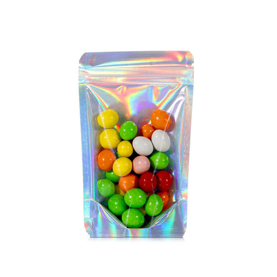 Buy Food Grade Laser Holographic Stand Up Pouch Bagswith Zipper for Candy, Flower, Weed, Bean, Food, Accessories Packaging online manufacture