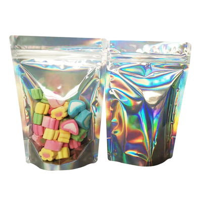 Buy Resealable Aluminum Foil Clear Front 4x6 Holographic Stand Up Mylar Bags for Jewelry Makeups Lip Gloss Packaging Storage online manufacture