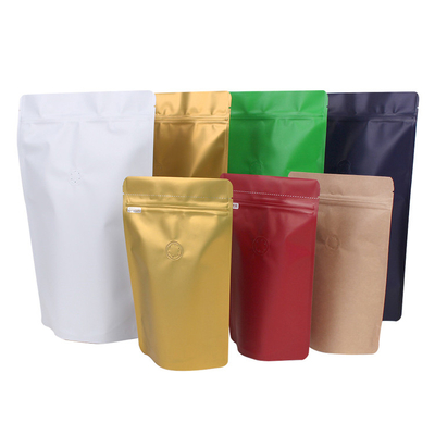 Buy Premium Stand Up Coffee Pouches with Degassing Valve for Coffee Bean, Ground Coffee, Tea Leaves Packaging online manufacture