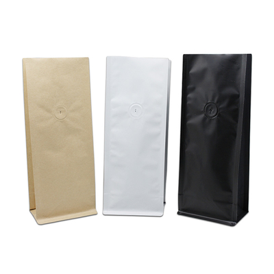 Buy 0.5lb 1lb Brown White Black Foil Lined Flat Bottom Kraft Paper Bags With Tin Ties Closure And Degassing Valve online manufacture