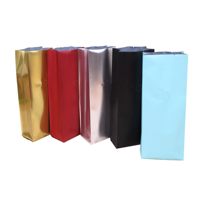 Buy Heat Sealable Aluminum Foil Liner Side Gusset Folded Flat Bottom Coffee Bags With Valve For Coffee Bean Tea Leaves Pack online manufacture