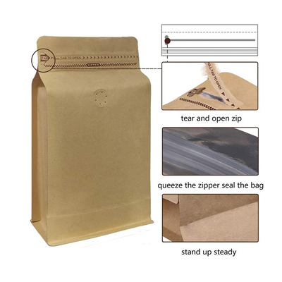 Buy Premium One Way Degassing Flat Bottom Brown Paper Bags 0.25lb 0.5lb 1lb 2lb 125g 250g 500g 1kg online manufacture