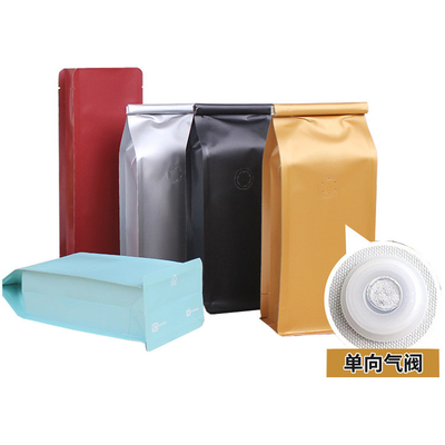 Buy 1lb 2lb Aluminum Foil Square Bottom Coffee Bean Bags With Valve Tin Tie online manufacture