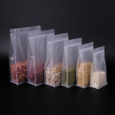 Buy Heavy Duty Matte Clear Square Bottom Stand Up Pouches Bags with Resealable Zipper for Food, Flower Tea, Coffee Packaging online manufacture