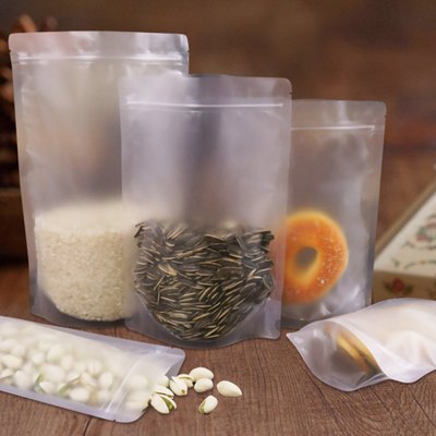 Buy 3.9 x 5.9 Inch Heat Seal Matte Clear Stand Up Pouch Bags with Resealable Zipper Lock for Food, Beans, Snacks Packaging online manufacture