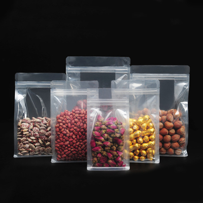 Buy Heat Sealed Transparent Food Grade Square Bottom Stand Up Pouches Digital Printing Candy Bags online manufacture