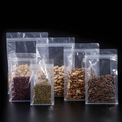 Buy Transparent Clear Flat Bottom Stand Up Pouch With Zipper PET/PE Food Grade online manufacture