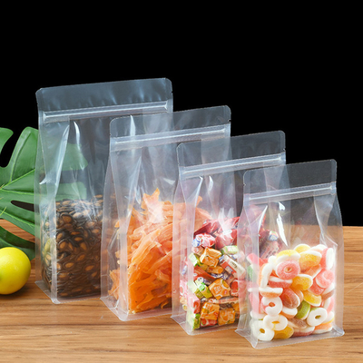 Buy Crystal Clear Heat Seal Square Bottom Pouch Bags For Pet Food / Snack Packaging online manufacture