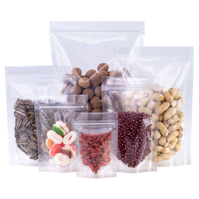 Buy Crystal Clear Reusable Zipper Stand Up Pouches 100 MIC For Food Snack Packaging online manufacture