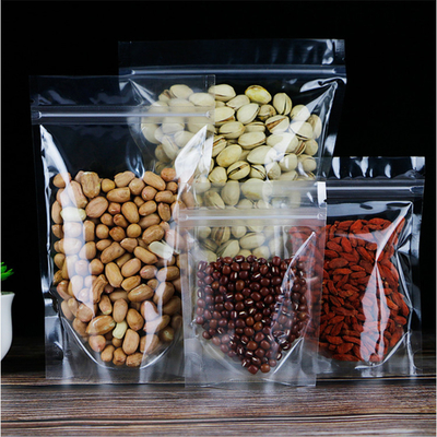 Buy Plastic Resealable Clear Stand Up Pouch Bags with Zip Lock with Tear Notch for Candy, Snacks, Dry Fruits, Food Packaging online manufacture